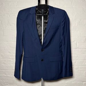 Sandro E15 Notch Men's Navy Wool Mohair Blazer V6027S004701